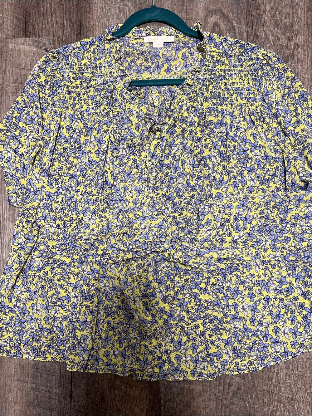 cooper & ella Yellow Floral Blouse with Purple Flowers